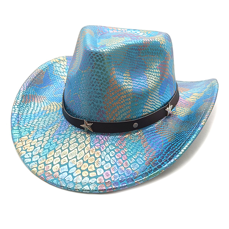Stage Wear Dance Accessories Western Fantasy Cowboy Hat Women's Halloween Carnival Party Pink Rainbow Big brimmed Shaped Hat Fluorescent Cowboy H