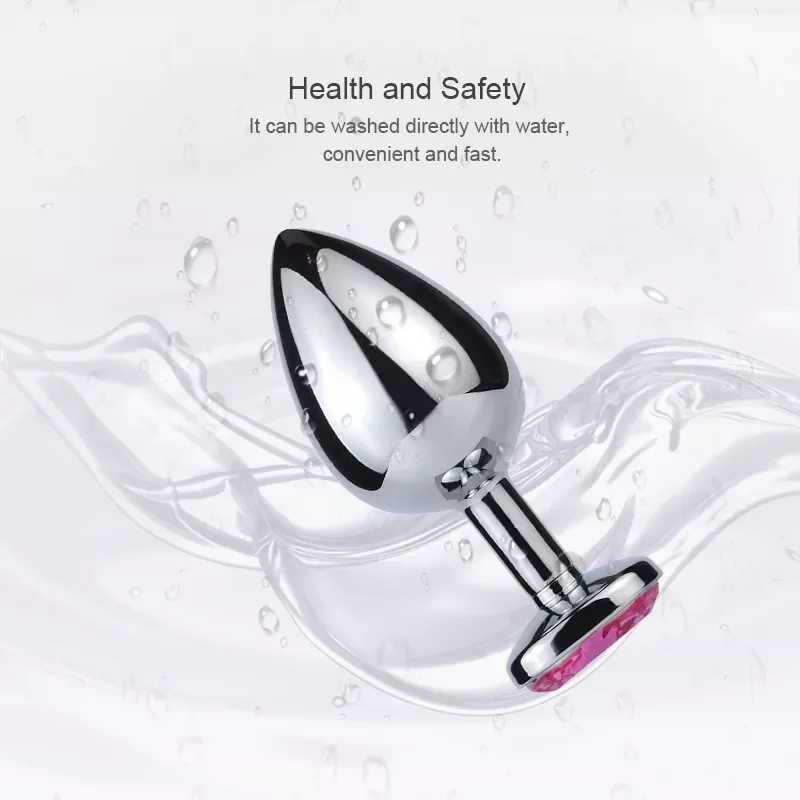 Steel Couples Games Metal Stainless Anal Butt Plug Crystal Hole Kitty Cat Face Bead Masturbator Sex Toys for Men/Women W250624