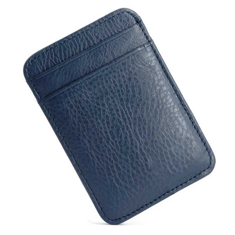 Premium Cowhide Slim Card Holder Wallet for Men Women - Compact ID Pocket Organizer XJ250624