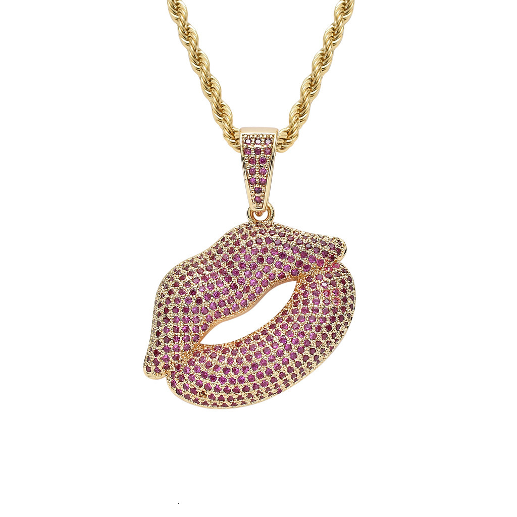 Sexy Lips Hip Hop Necklace Iced Out Luxury Premium Unique Trendy Brand Moissanite Pendant Pass the diamond tester