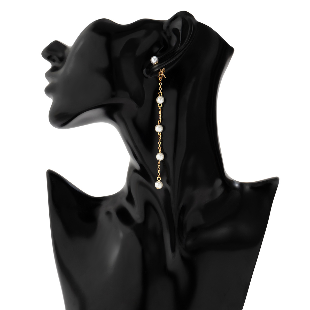 French Style Commuter Elegant Pearl Chain Simple Geometric Round Bead Tassel Necklace Set