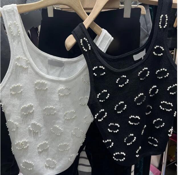 Summer New T-shirt Fashion Logo Knitted Strap Tank Top Luxury Womens Short Style Slimming Slimming tops