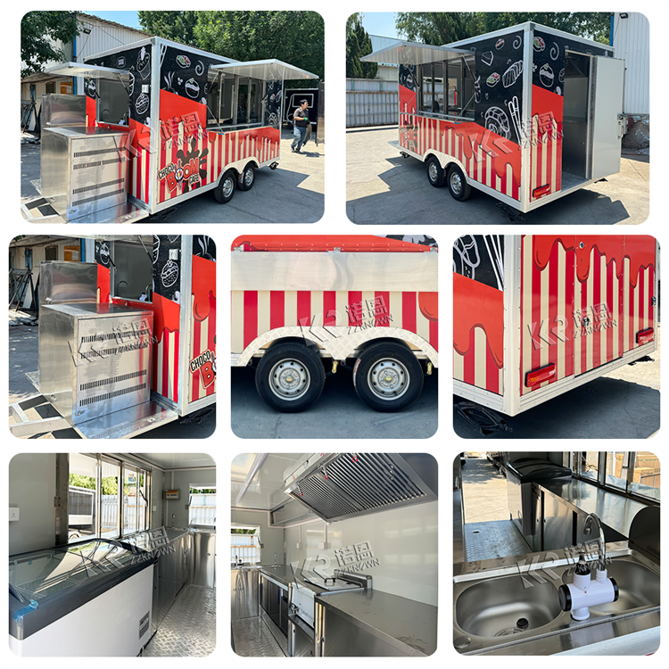 Mobile Food Trailer Custom Ice Cream Truck Hot Dog Pizza Restaurant Cart Street Concession Fast Food Truck With Full Kitchen