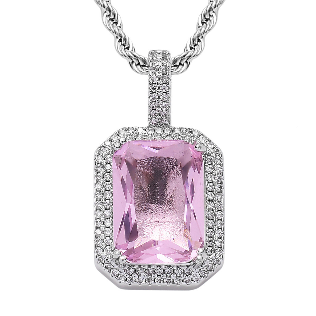 Luxury 18K Real Gold Plated Solid Square Colorful Iced Out Bling Hip Hop Unisex Statement Pendant Labubu Necklace Pass the diamond tester