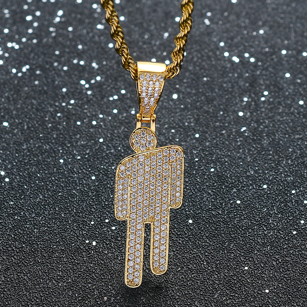 Luxury Necklace Celebrity Tilting Head Pendant Diamond Inlaid Street Trend Moissanite Hip Hop Necklace Pass the diamond tester