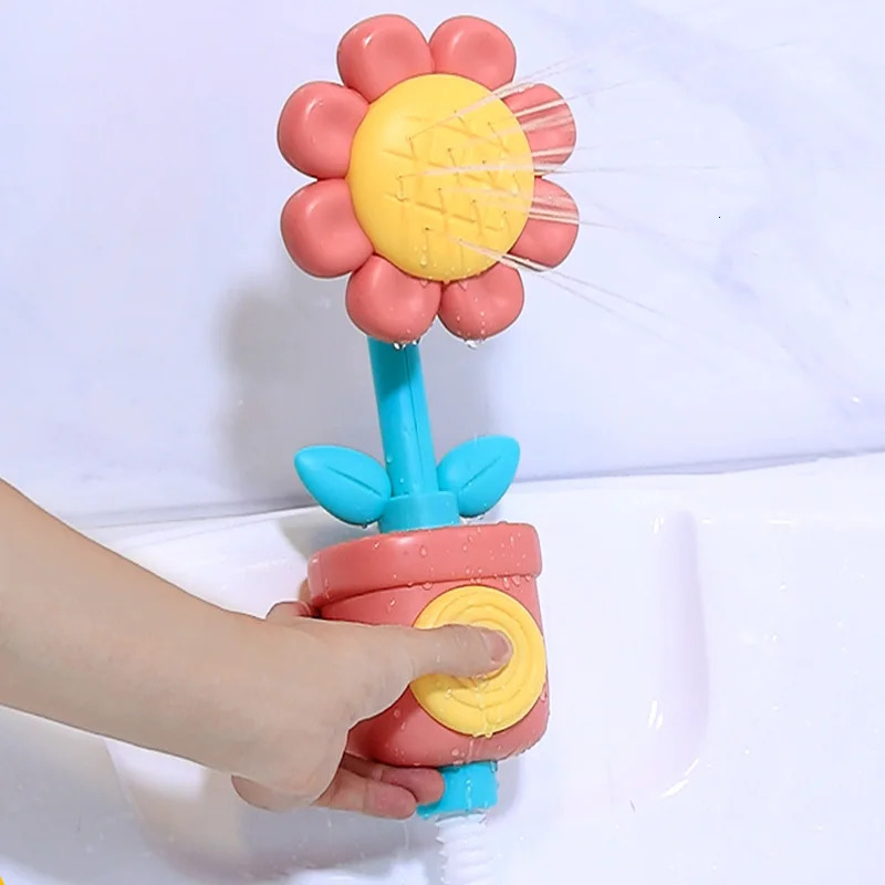 Baby Sunflower Shower Bath Toy Sprinkler Head Spray Water Shower Swim Pool Bathing Bath Ball With Manual Device For Kids Gift 250624