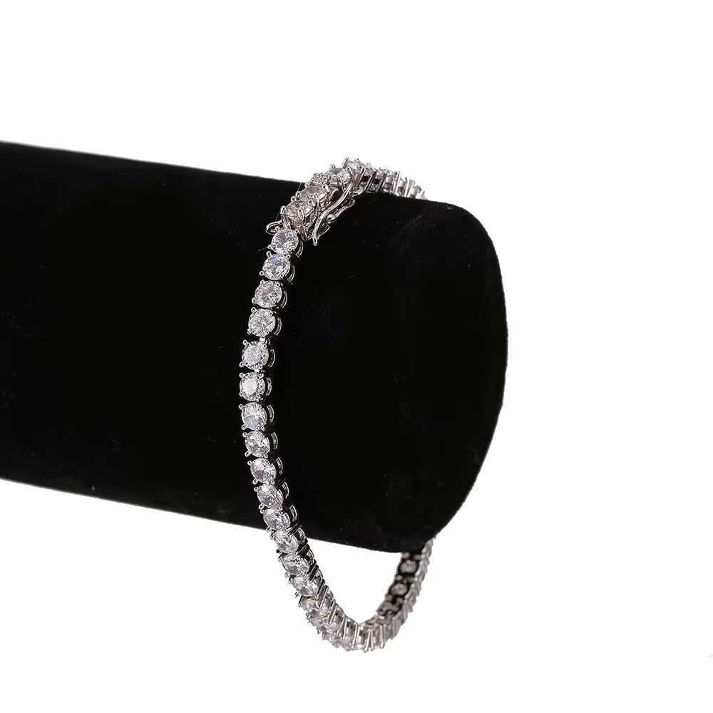 Iced Out Hip Hop Moissanite Jewelry 5mm High Quality Mens Moissanite 925 Silver Tennis Chain