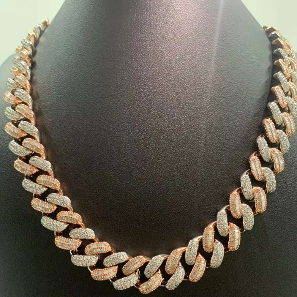 Wholesale Price 925 Sterling Silver VVS Moissanite Diamond Iced Hip Hop Necklace Miami Cuban Link Chain for Anniversary Jewelry