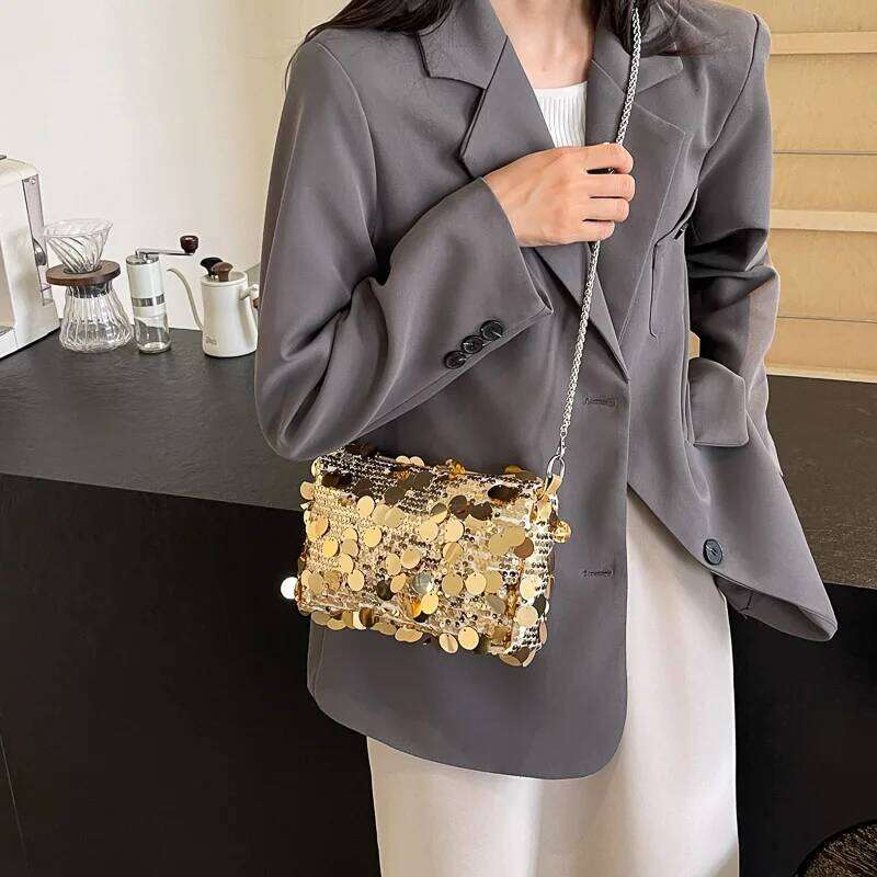 Gold Sequined Party Purse Eevning Women Summer Fashion Mini Small Satchel Lady Girl Versatile Crossbody Phone Bag