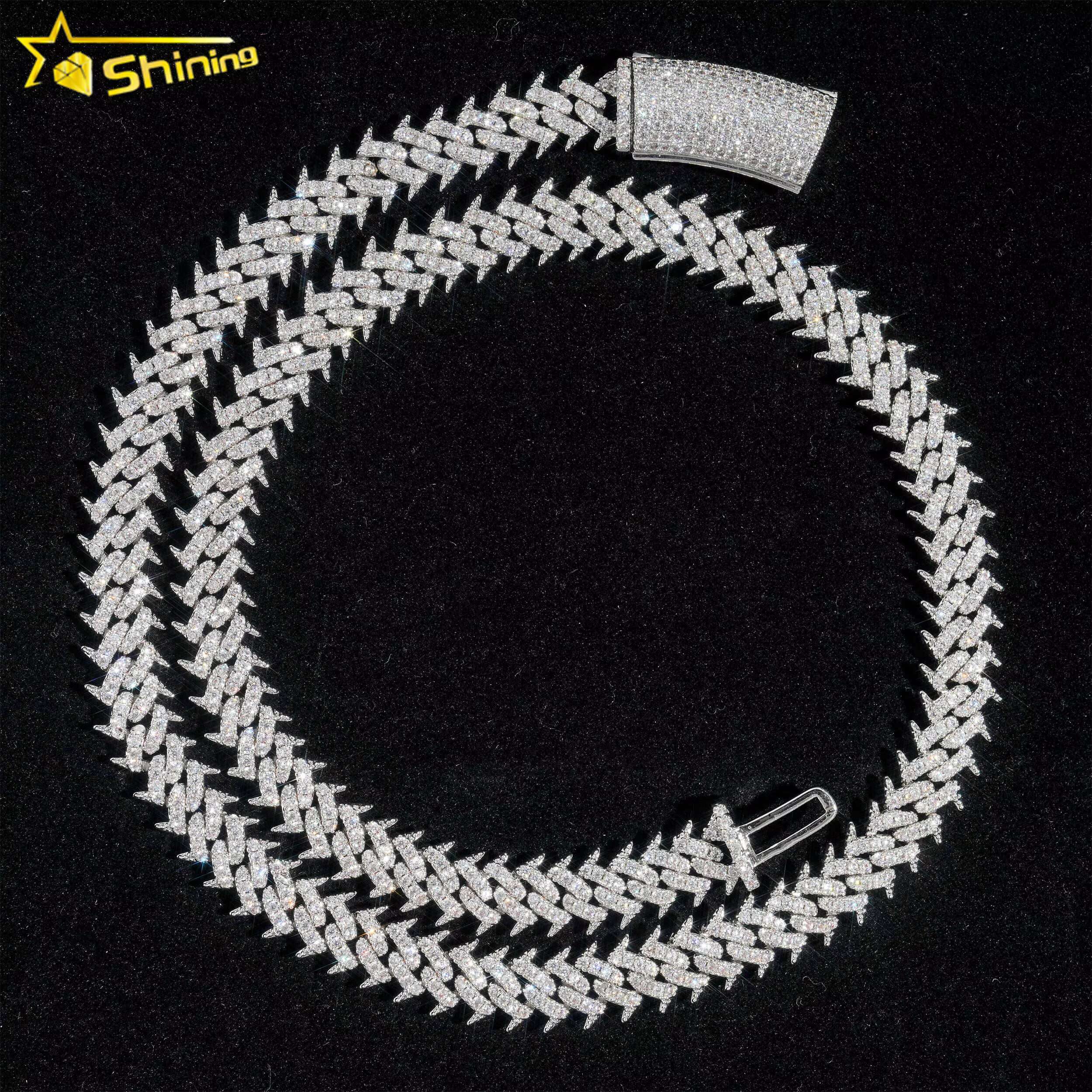 New Arrival Iced Out Moissanite Cuban Link Chain Sterling Silver Lab Diamond Hip Hop Chains Men Cuban Necklace bracelets