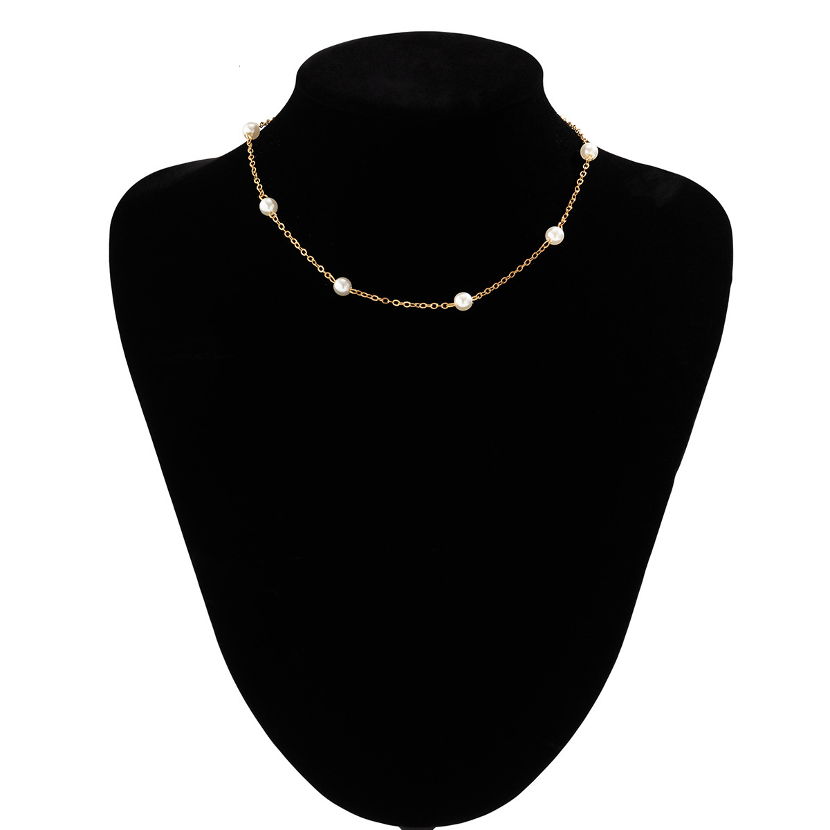 French Style Commuter Elegant Pearl Chain Simple Geometric Round Bead Tassel Necklace Set