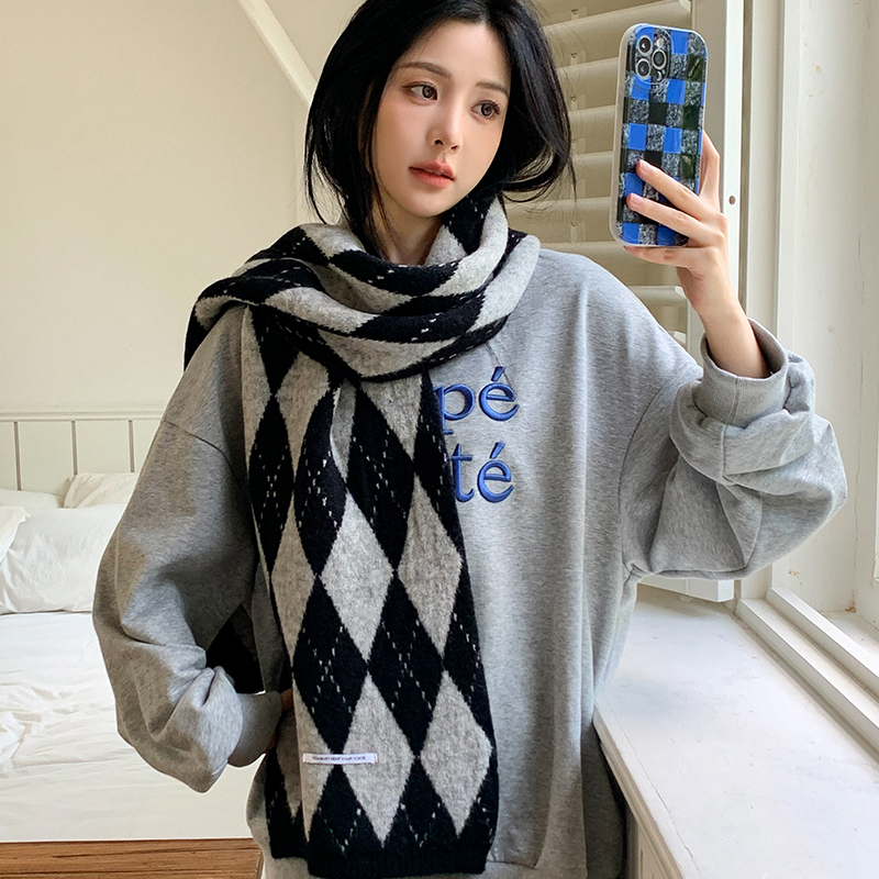 Z0169 plaid scarf for girls winter cold protection warm neck scarf couple fashion versatile shawl