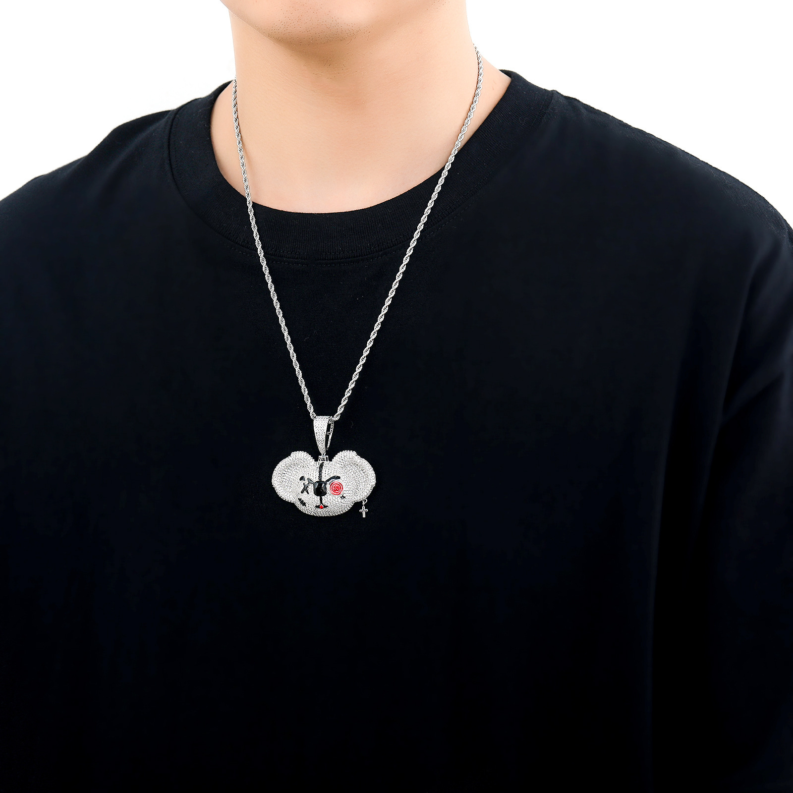 New Arrival Moissanite Jewelry Hip Hop Cartoon Pendant Creative Hip Hop Chain Iced Out Swag Labubu Accessory Pass the diamond tester