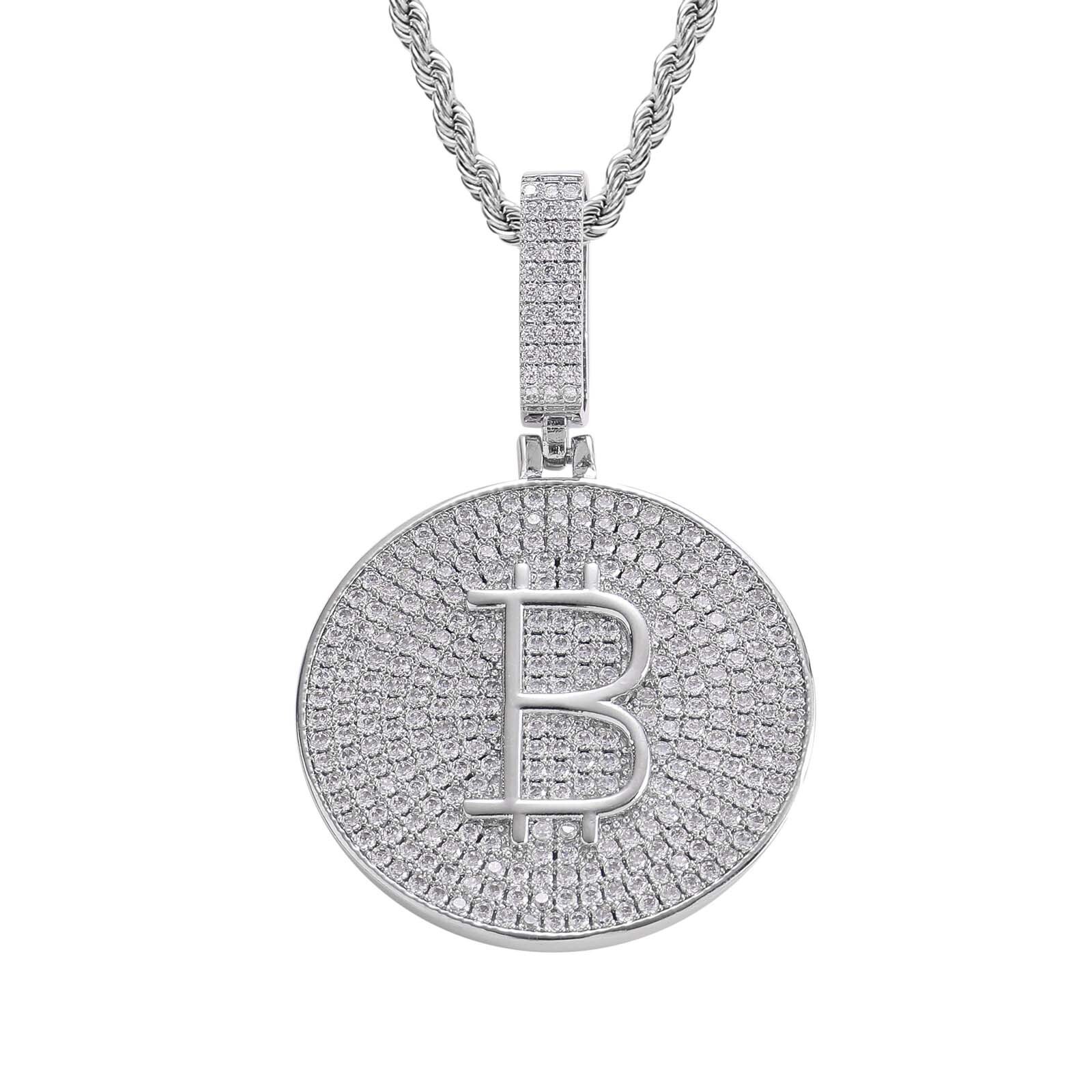 Hip Hop Bitcoin Pendant Ice Out Solid Shine Men Bling Luxury Moissanite Jewelry Accessory Pass the diamond tester
