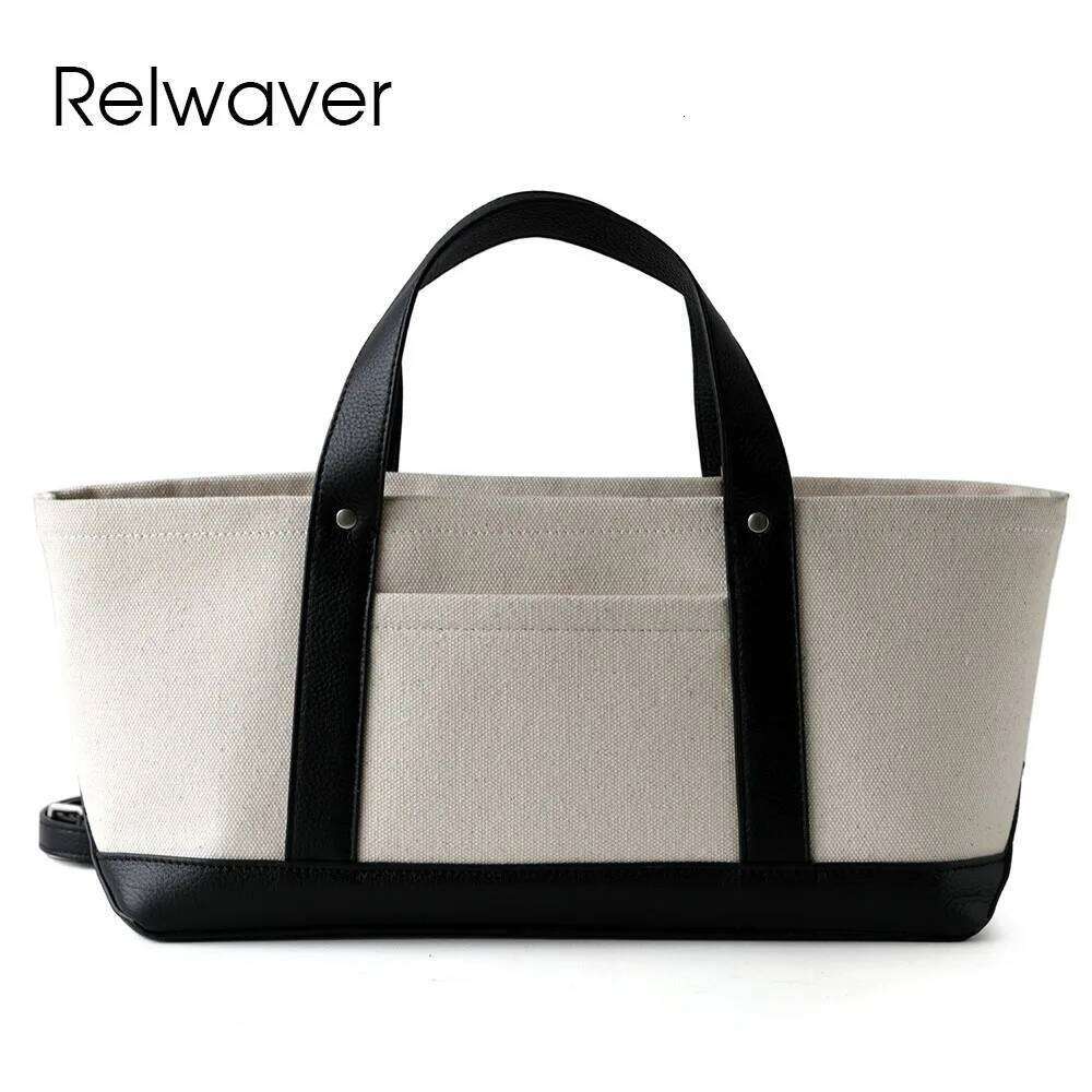 Luxury Designer bags Relwaver women tote genuine leather canvas commuting ladies hand 2025 autumn winter shoulder casual crossbody bag