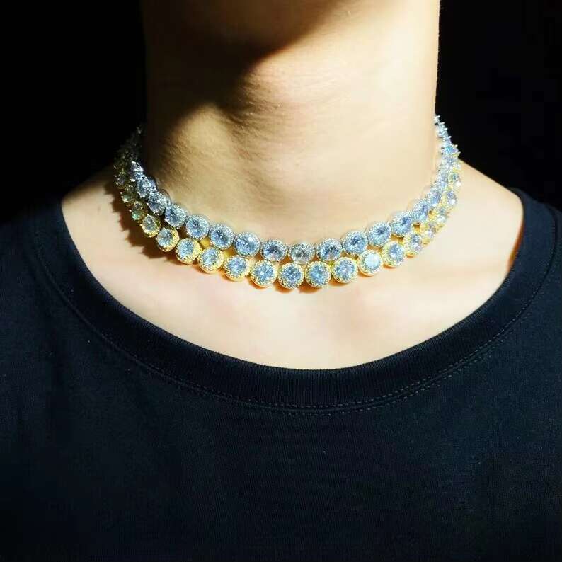 Master Rocks Jewelry 925 Sterling Silver Iced Out 8mm VVS Moissanite Tennis Chain Necklace