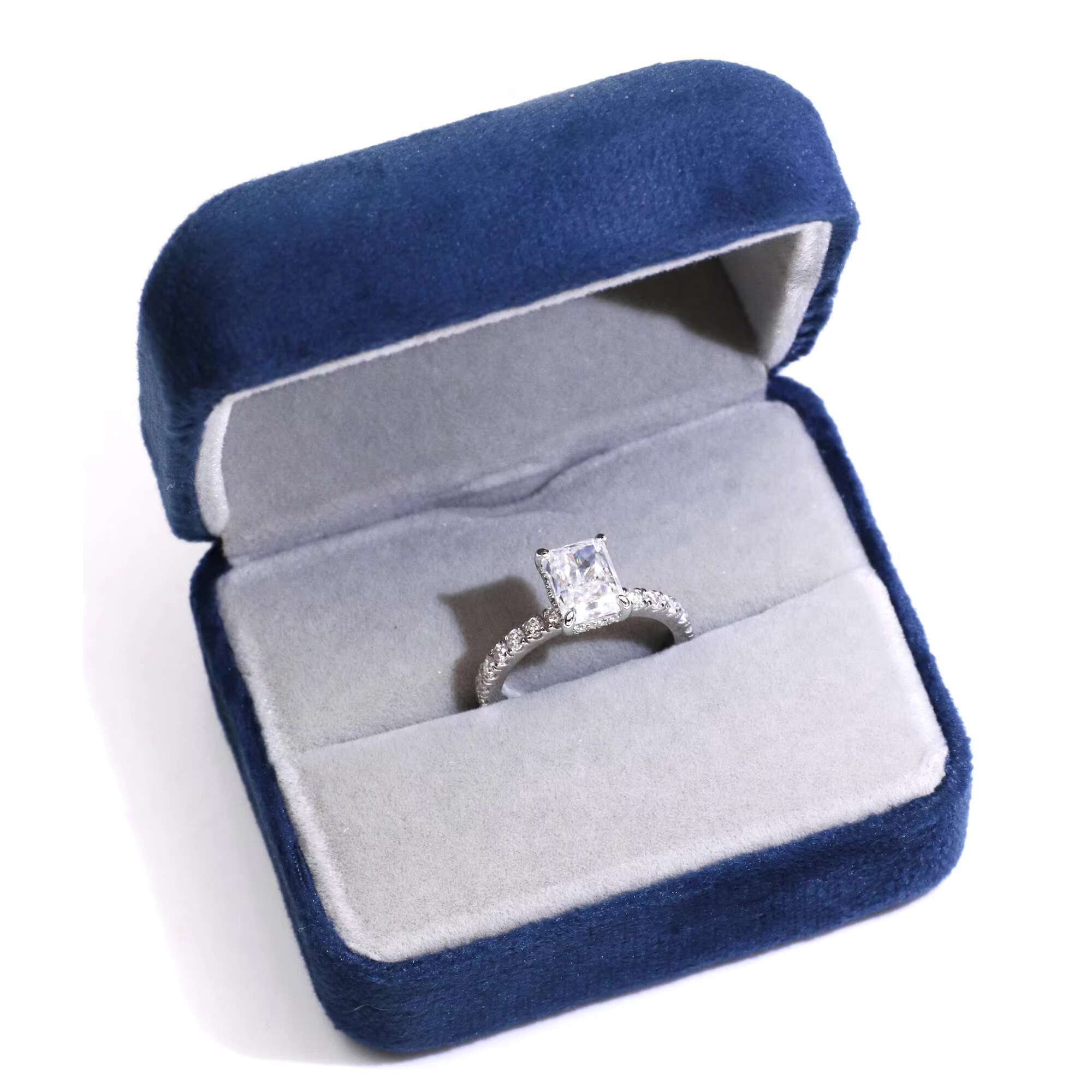 Tianyu 3ct Moissanite Silver Ring Radiant Cut Gold Plated 18K Engagement Sterling Silver Mossanite Ring 925 for Women