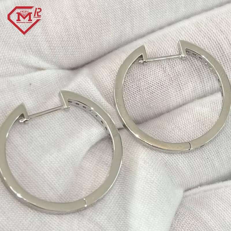 Custom Fine Earrings Women Huggies Hoop Classic 18K Gold Round Cut Diamond Moissanite Earrings