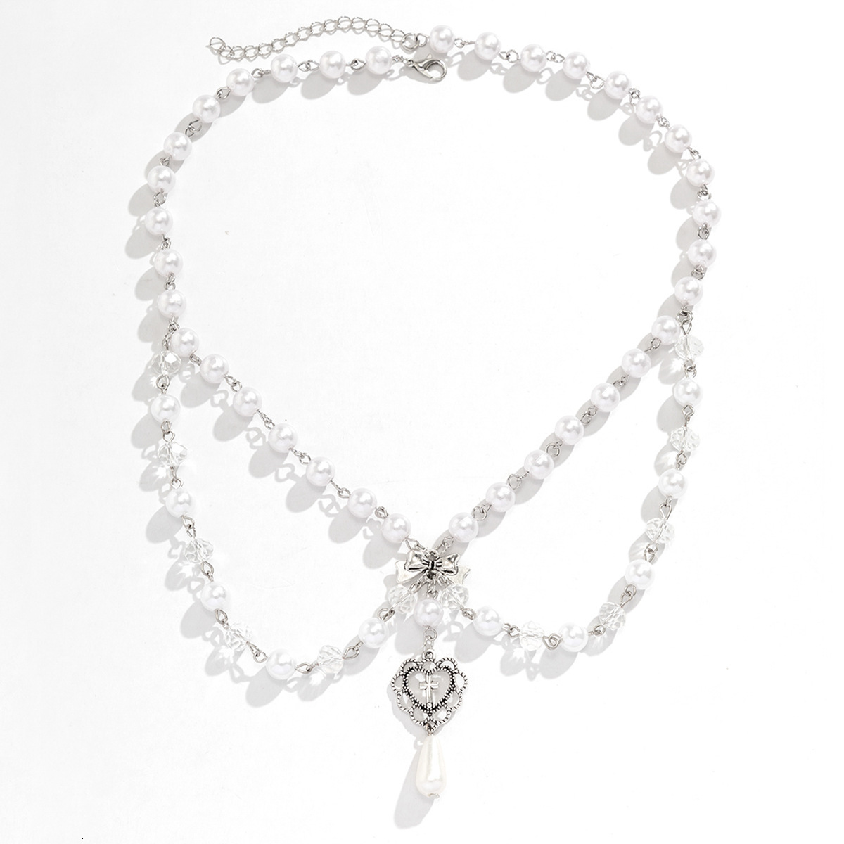 Unique Imitation Pearl Tassel Pastoral Vacation Style Hot Girl Strawberry Butterfly Necklace for Women