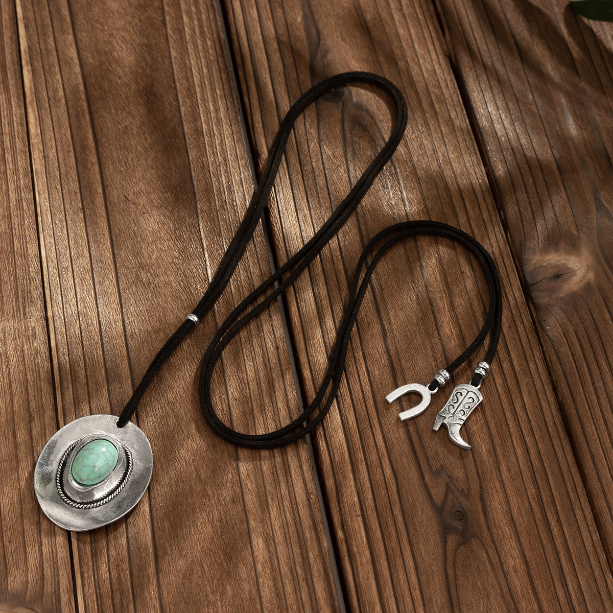 Cowboy Style Hat Turquoise Choker Wrap Ins Vacation Horseshoe Boots Necklace