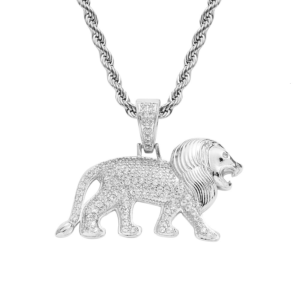 New Arrival Luxury Moissanite Jewelry Lion Pendant Iced Out Diamond Hip Hop Swag Bold Men's 18K Gold Trendy Necklace Pass the diamond tester