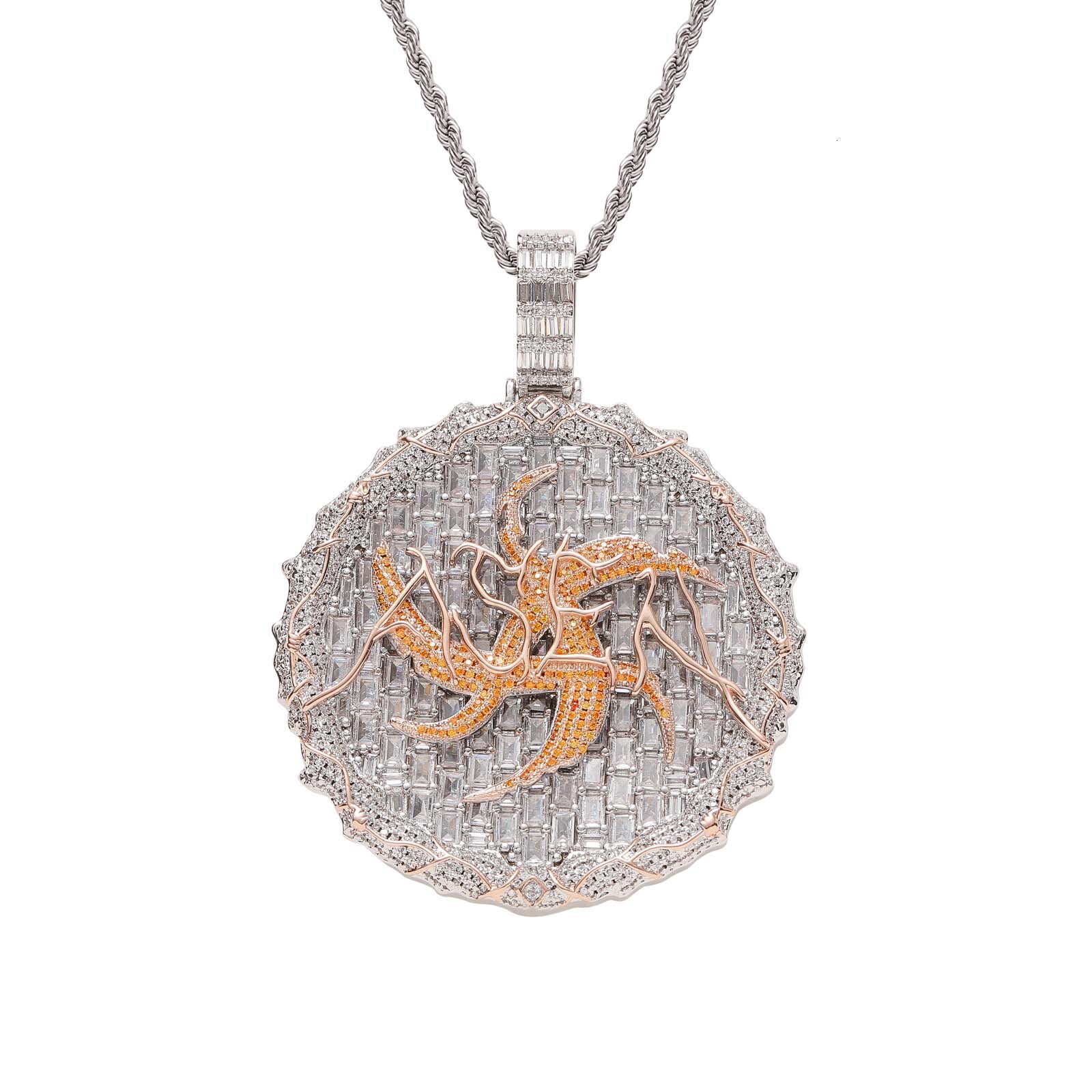 Luxury Moissanite Jewelry 6cm Large Round Disc Necklace Diamond Studded Trendy Hip Hop Pendant Pass the diamond tester