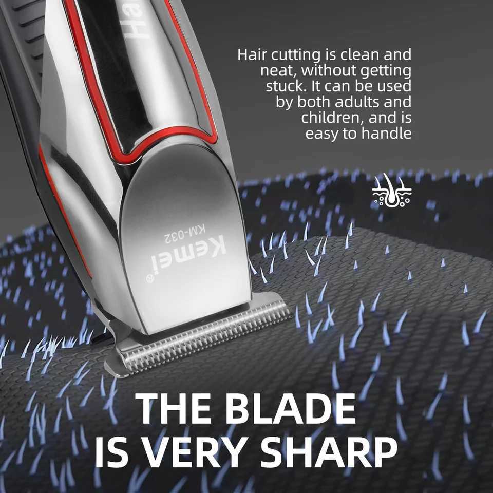 Kemei Professional Alloy Hair Trimmer Electric Beard Trimmer Rechargeable Hair Clipper Haircut Machine for Men KM-032 XJ250624