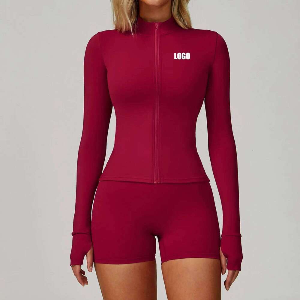 Customized women's zipper tight running sports top fiess training quick-drying long-sleeved yoga jacket