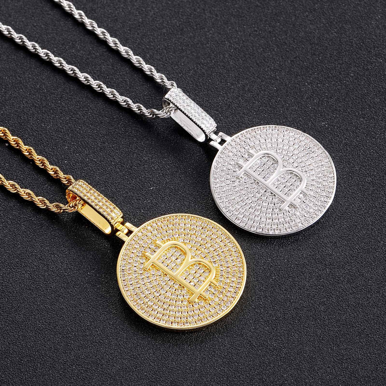 Hip Hop Bitcoin Pendant Ice Out Solid Shine Men Bling Luxury Moissanite Jewelry Accessory Pass the diamond tester