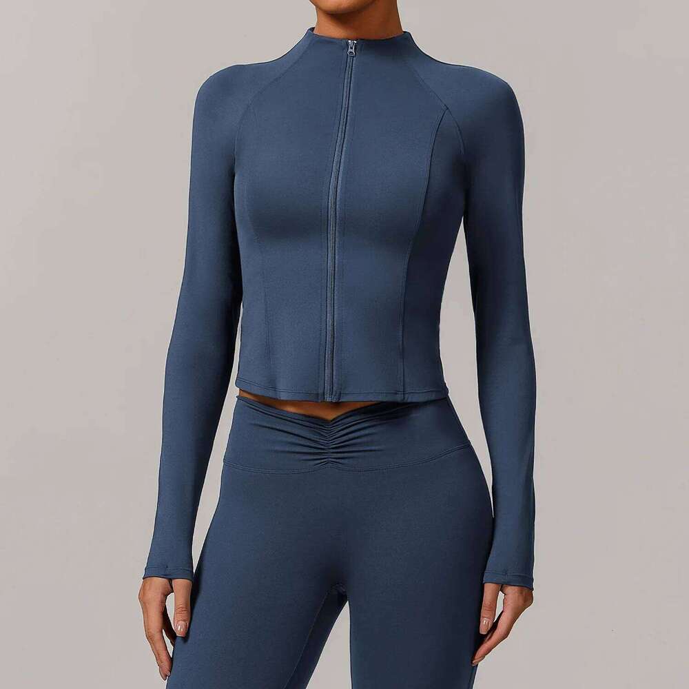 Tight Fitting Imming Zipper Sports Top Women Long Sleeve Fiess Coat Running Clothing Workout Tights Gym Tops Yoga Shirts