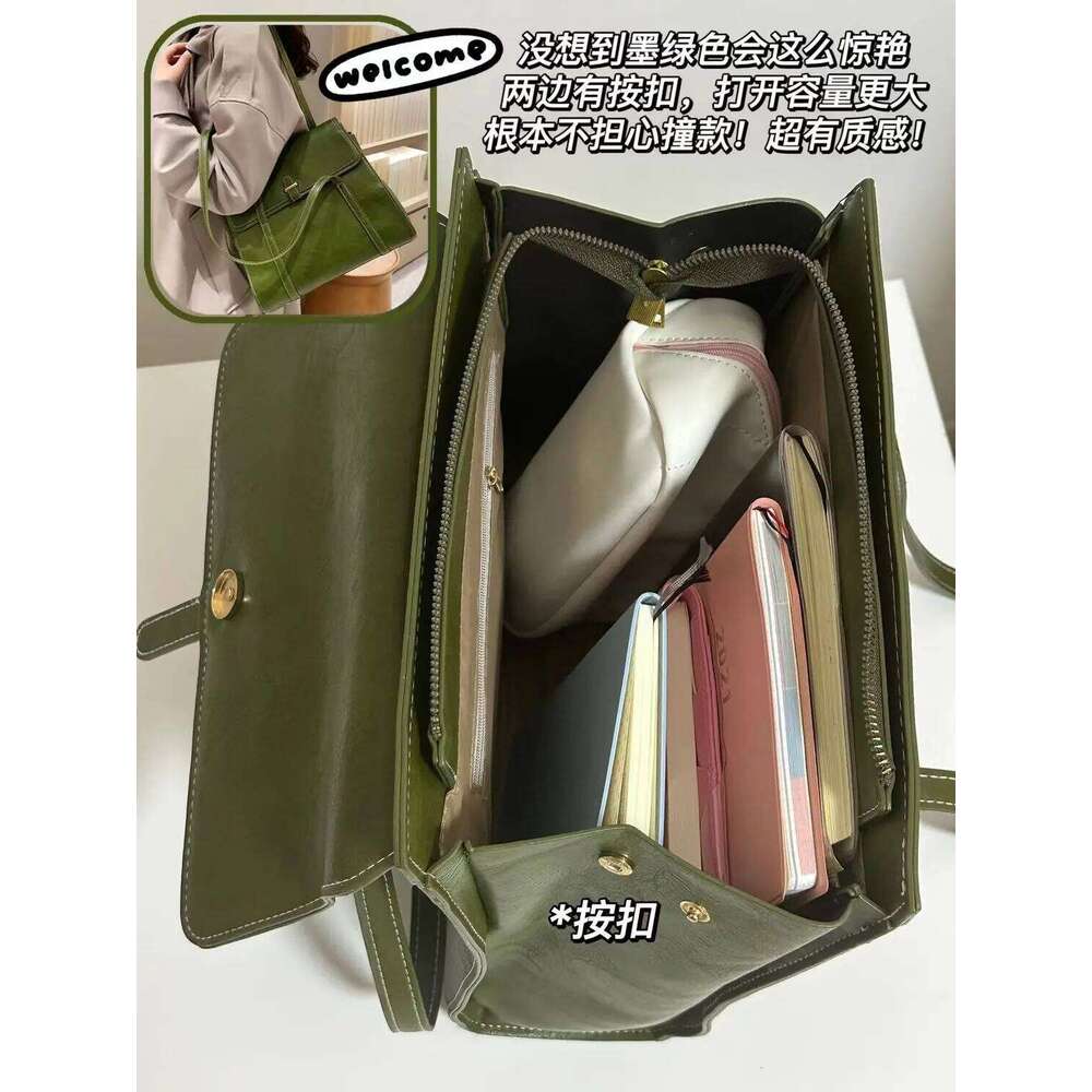 bags JIAERDI Green Vintage Handbags Women High Street Pu Leather Large Capacity Casual Shoulder Tote Bag Female Y2k Handbag Aesthetic