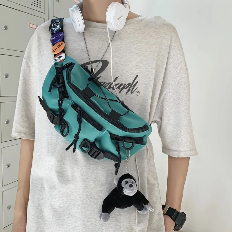 Techwear Punk Hip Hop Crossbody Bag Men Women Street Casual Cycling Motorcycle Fanny Pack Large-capacity Waterproof Waist Bag 250623