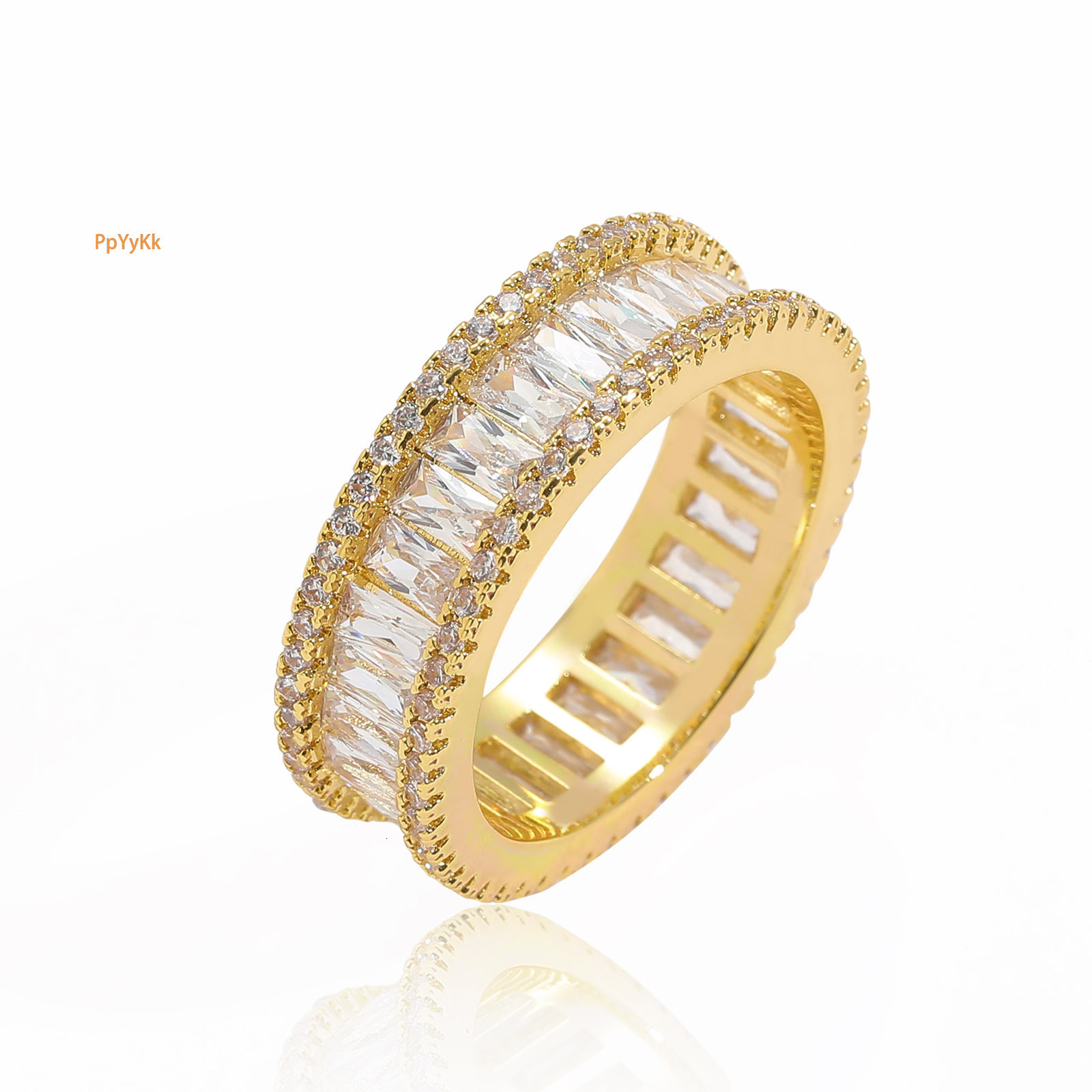 High - End Moissanite Jewelry Diamond Studded Couple Ring Simple Individual Trendy Matching Rings Pass the diamond tester