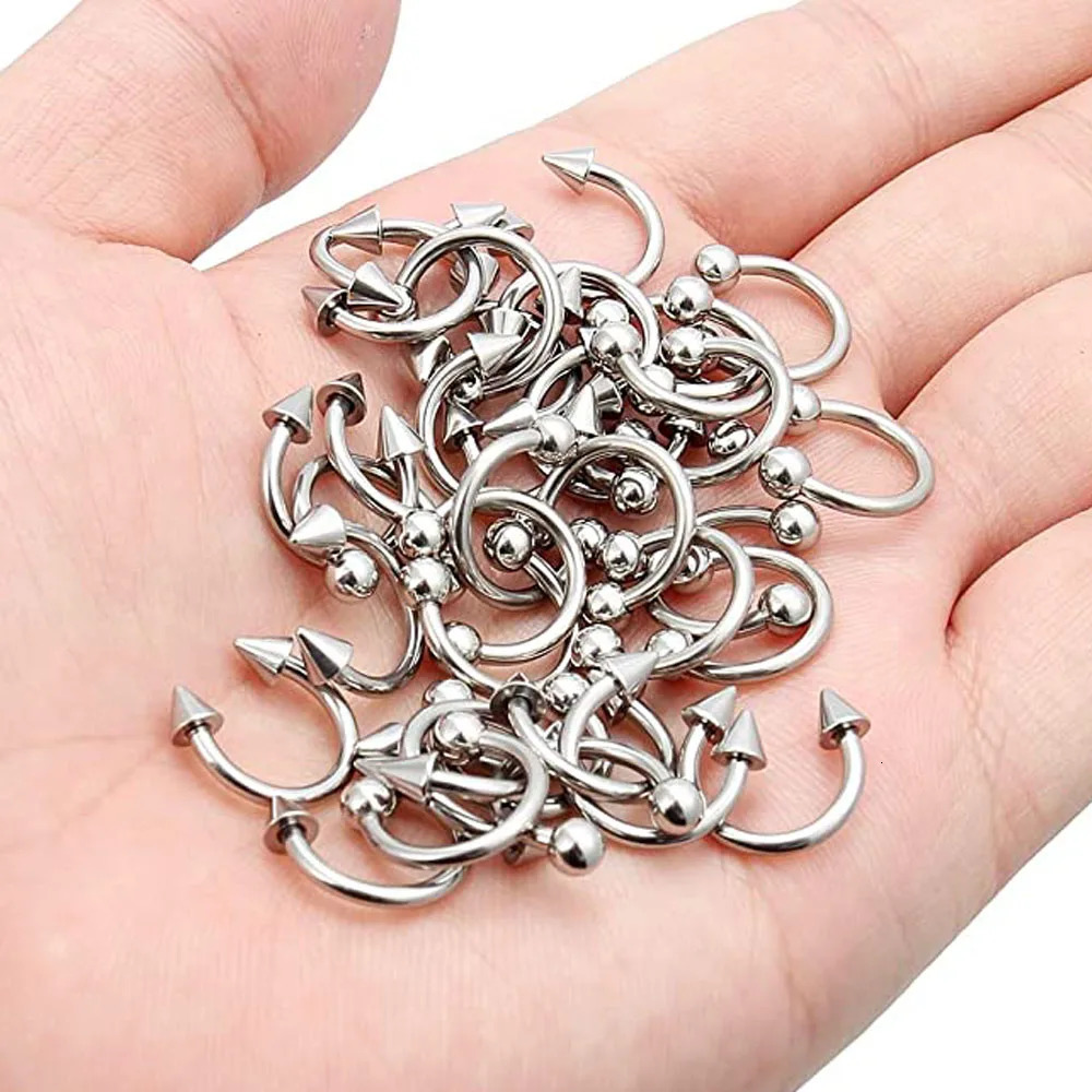 1Pair Steel Circular Barbell Horseshoe 16G 20G Lip Eyebrow Nose Septum Piercings Hoop Ear Cartilage Helix Lobe Earring 250613