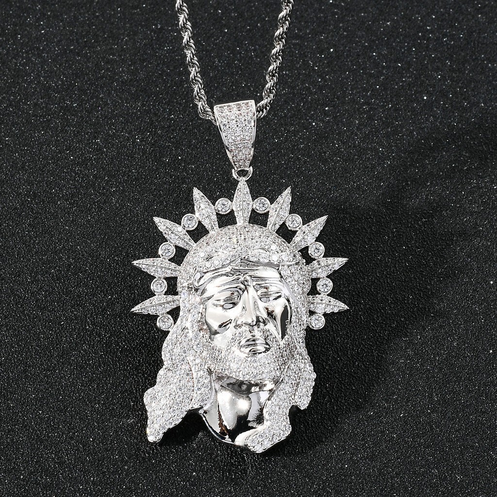 Hip Hop Human Head Pendant Ice Out Bling Human Head Men Hip Hop Moissanite Accessory Pass the diamond tester