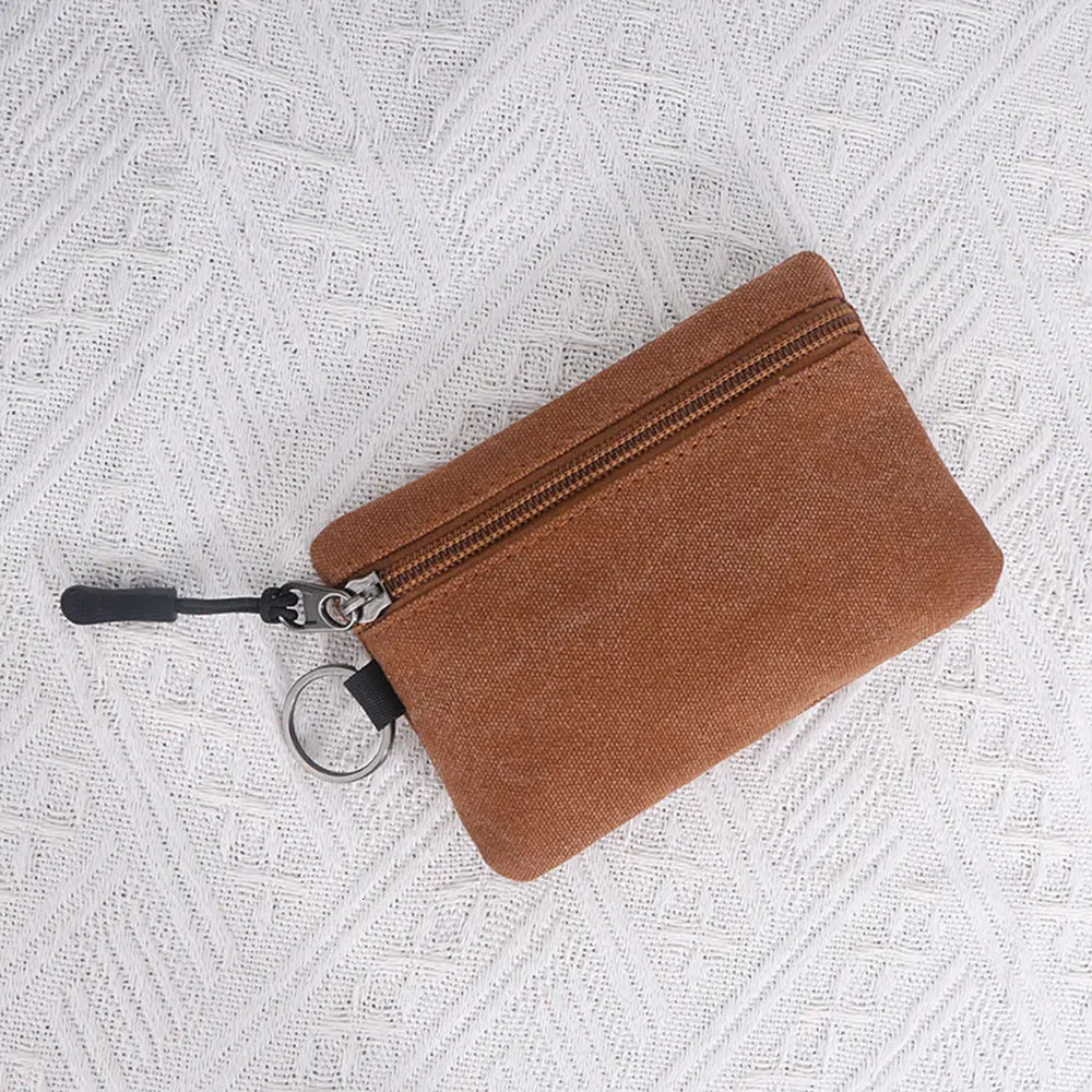 1Pcs Canvas Coin Pouch Wallet with Key Ring Mini Card Bag Wallet Pouch Money Pouch Hand-held Bag R250624