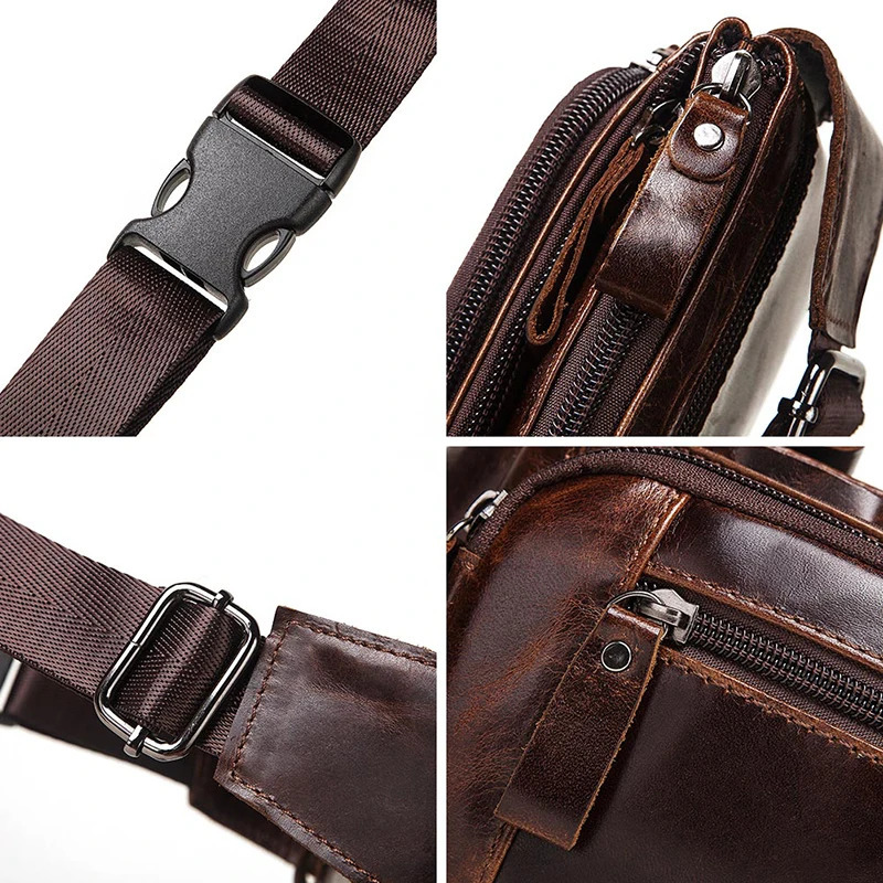 HUMERPAUL Fashion Waist Packs Men Genuine Leather Organizer Travel Chest Bag Necessity Belt Mobile Phone Small Bum Bag 250624
