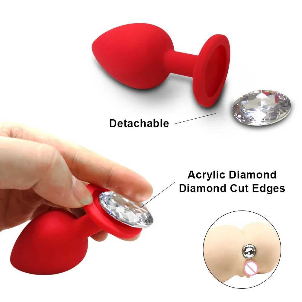 Anal Plug 3 Sizes Crystal Anal Plug Removable Butt Plug Prostate Massager Stimulator Anal Toys Adult Sex Toys for Women Gay 18+ W250624