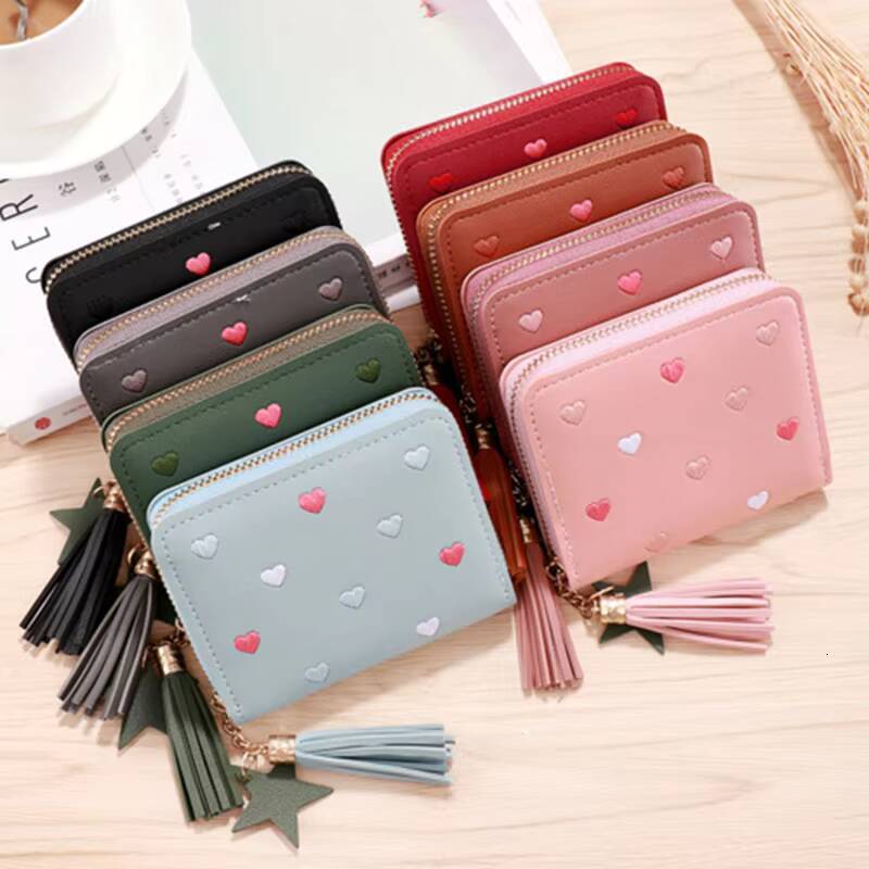 2024 Women Small Ladies Mini Tassel Cute Girl Short Zipper Lovely Pu Leather Coin Purse Female Hand Wallet Cartera ddmynov Y260206