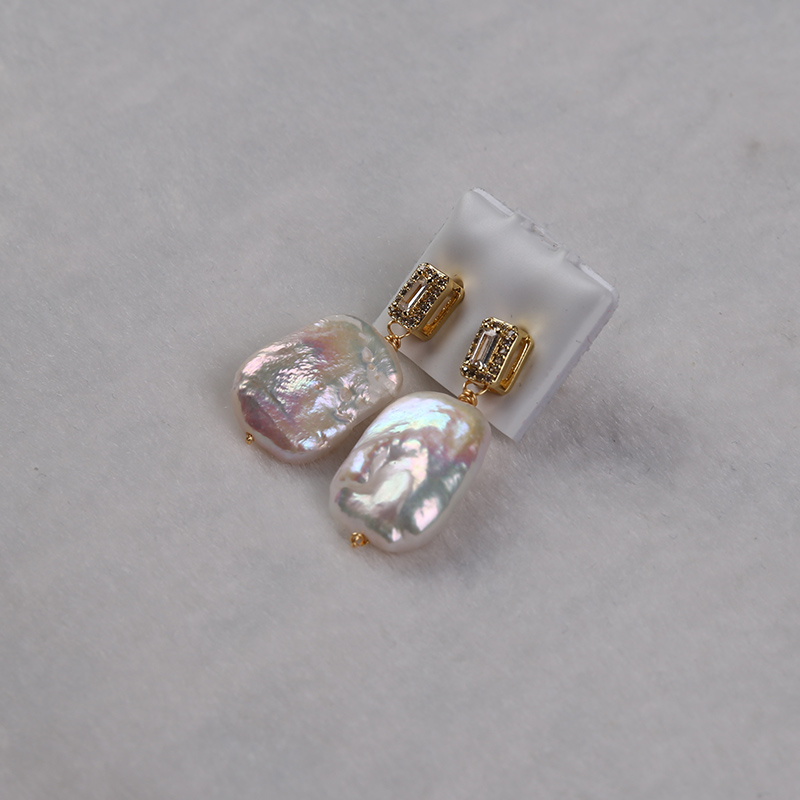 Natural Freshwater Pearl Earrings with Zirconia Pendant - Large Pearls for Luxurious Evening Wear