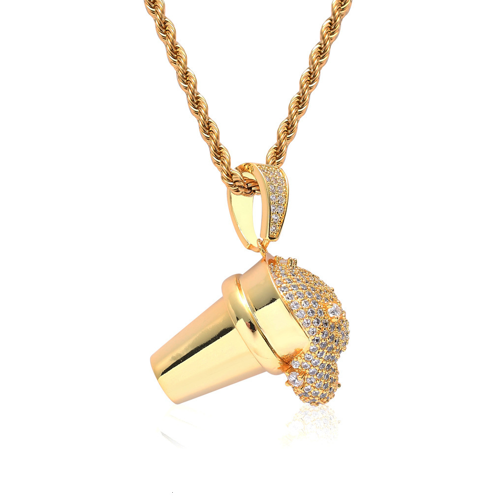 Luxury Moissanite Jewelry Drink Ice Cream Iced Out Pendant Creative Bling Hip Hop Streetwear Versatile Accessory Pass the diamond tester