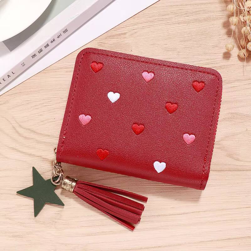 2024 Women Small Ladies Mini Tassel Cute Girl Short Zipper Lovely Pu Leather Coin Purse Female Hand Wallet Cartera ddmynov Y260206