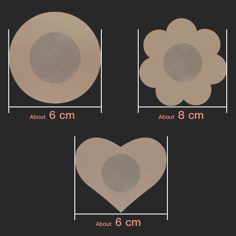 100Pcs Nipple Sticker Disposable Invisible Chest Sticker Non-woven Bra Breast Patch Bra-less Pasties Pad Nipple Cover StickersW250624