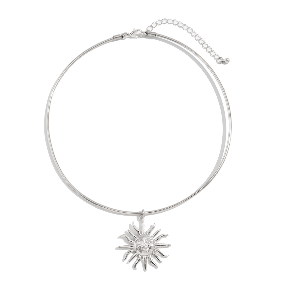 Accessories Niche Design Human Face Sun Pendant Choker Personality Alloy Collarbone Necklace