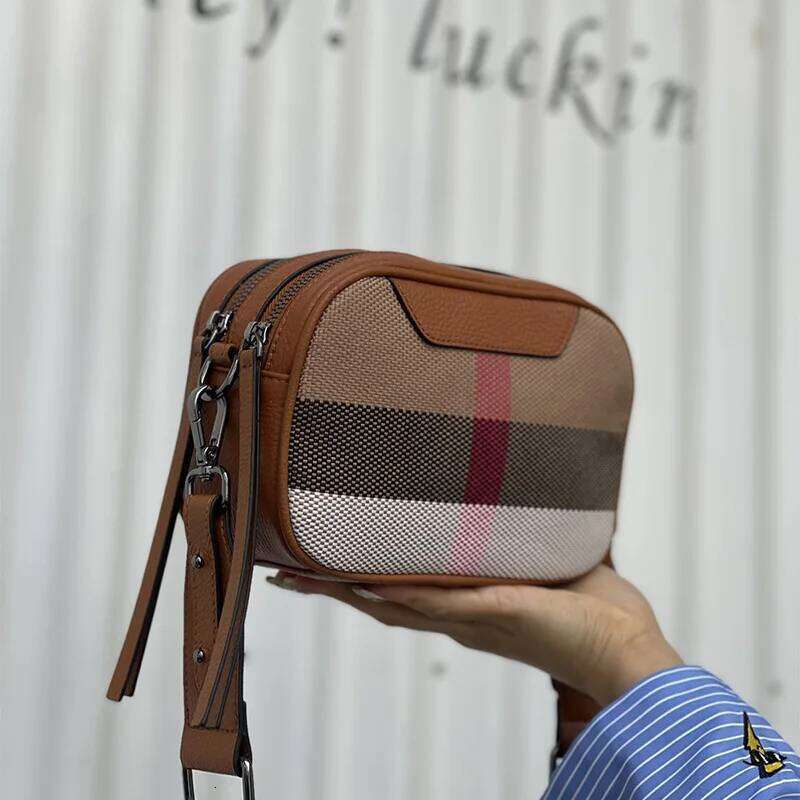 Bags Genuine Leather Women Bag Small Canvas Crossbody Handbag Wide Strap Trendy Square Flap Designer Sling Shoulder Bags Box