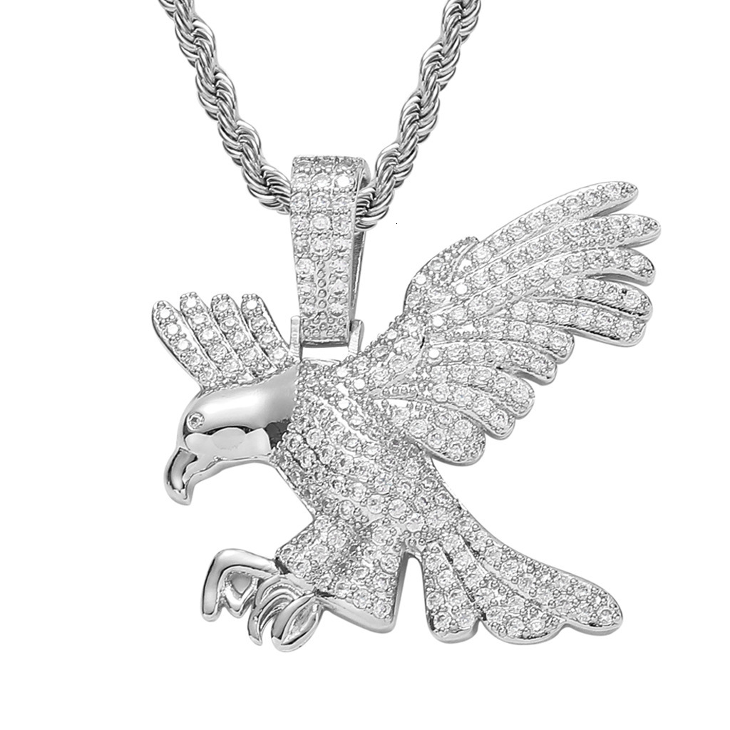 Luxury Moissanite Hip Hop Eagle Pendant Iced Out Diamond Streetwear Necklace Druzy jewelry Pass the diamond tester