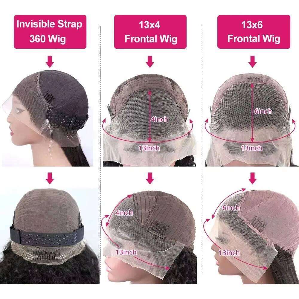 Deep 13x6 Frontal Invisible Strap 360 HD Full Glueless 30 Inch Water Wave Lace Front Wig Human Hair