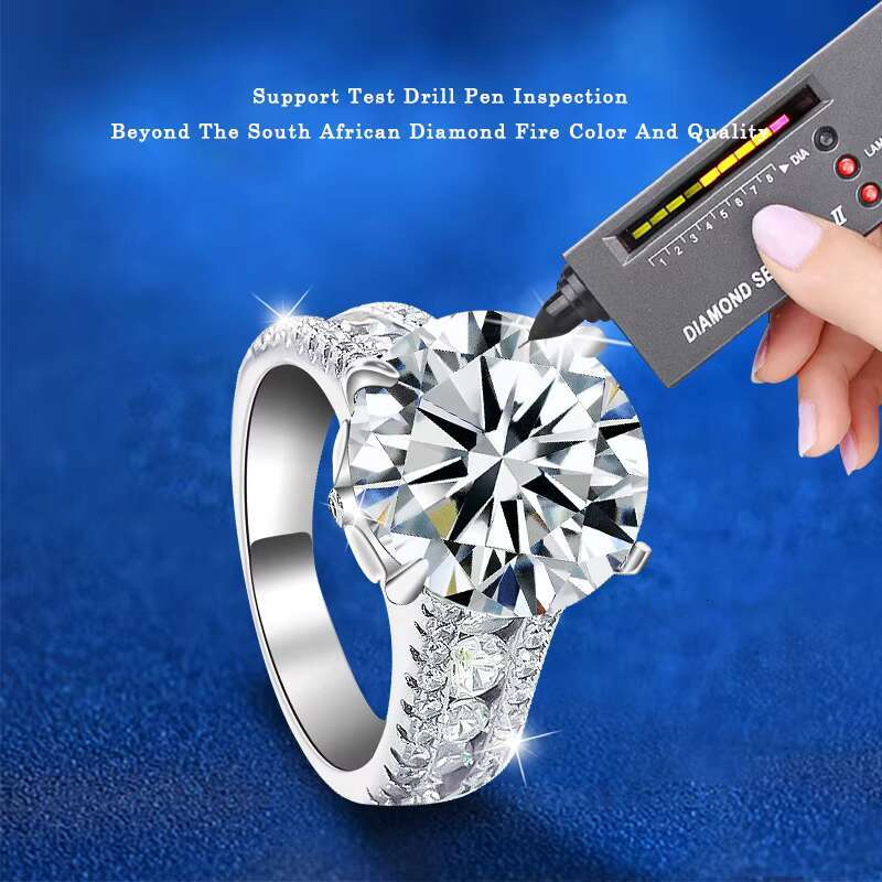 moissanite ring Big Round Cut Moissanite Diamond Solitaire Ring for Women 925 Sterling Silver Engagement Fashion Jewelry