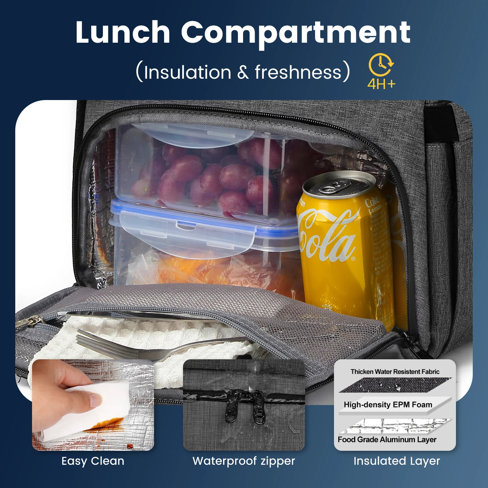 Insulated Backpack Lunch Bag Food Box Durable Waterproof Leak Proof Cooler Case Camping Oxford Dinner Backpacks Icebox with USB 250624