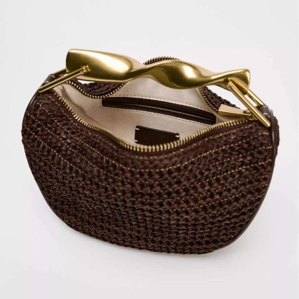 Beach Bag Luxury Straw Bag Straw Tote Z Brand Women S Spring New Single Shoulder Metal Handle Mini Crossbody Zipper Casual Fashion Woven Bag Long Skir